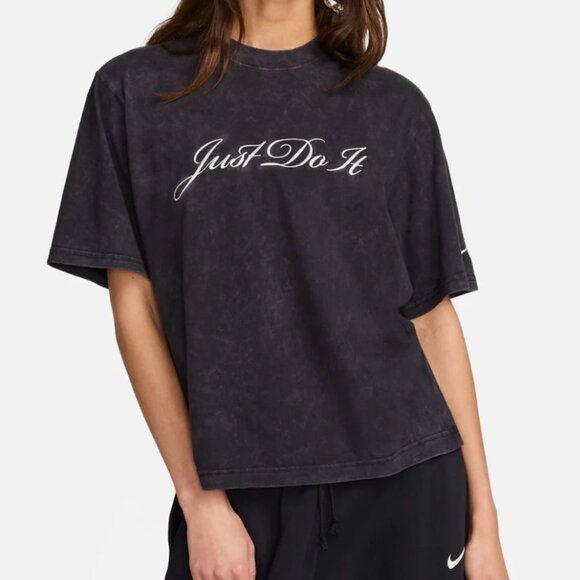 Nike Women's Boxy Wash Tee - Black/Photon Dust Size XS NWT - Picture 1 of 7